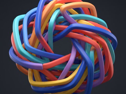 Colorful Rubber Bands and Multi Colored Cables for Office Supplies, Abstract Elastic Bands, Wires and Paper Clips Business Stationery Closeup Pattern