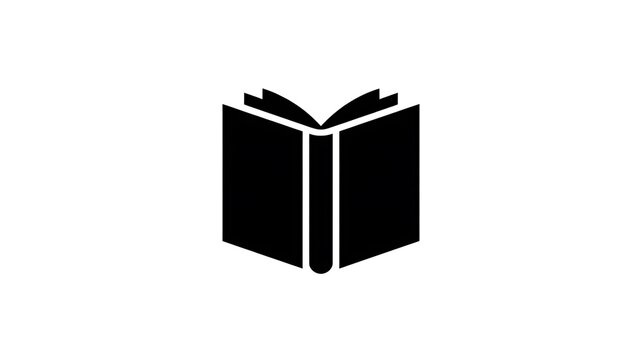 Simple black open book icon illustration