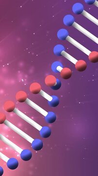 Animation of dna strand spinning over particles in universe