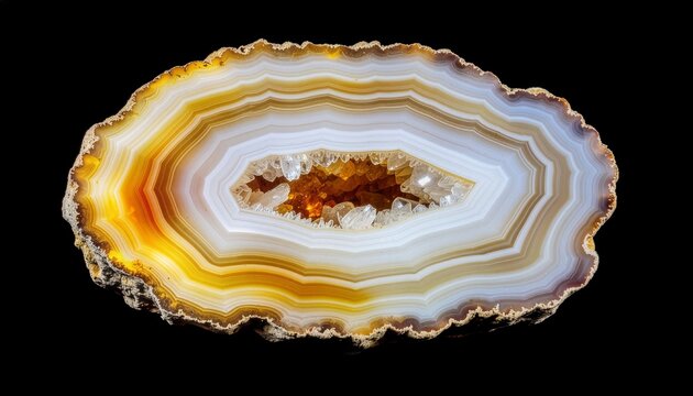 Thin cross-section slice of banded agate ston