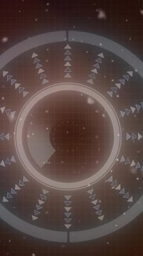 Animation of circle loading and screens with globe, graphs and programming language
