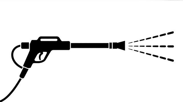 Black pressure washer nozzle spraying water