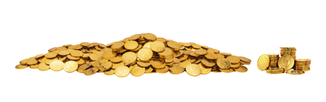Pile of Gold Coins Symbolizing Wealth and Financial Success