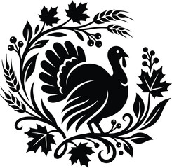 Fototapeta premium Thanksgiving Turkey Silhouette Vector Design