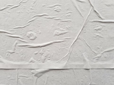 White glued poster paper background texture with creases