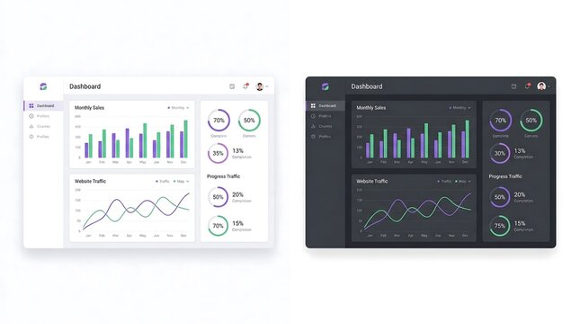 Modern ui ux dashboard interface design with analytics charts