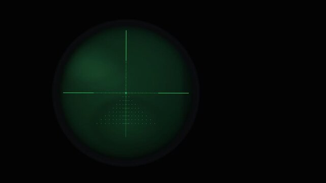 Tactical night vision scope with complex reticle display. 4K Video