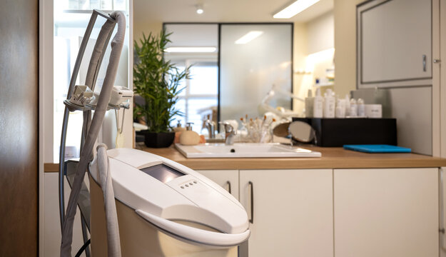 Close up of LPG endermologie machine inside professional beauty salon interior