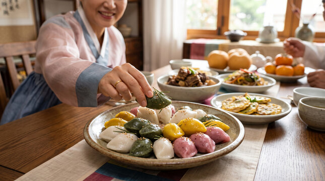 Chuseok celebration food including songpyeon