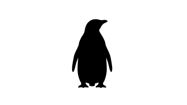 Black silhouette of a cute penguin standing