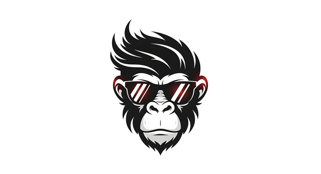 Cool monkey head icon with sunglasses and stylish hair