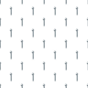 Seamless pattern featuring a repeating, flat design adjustable spanner tool