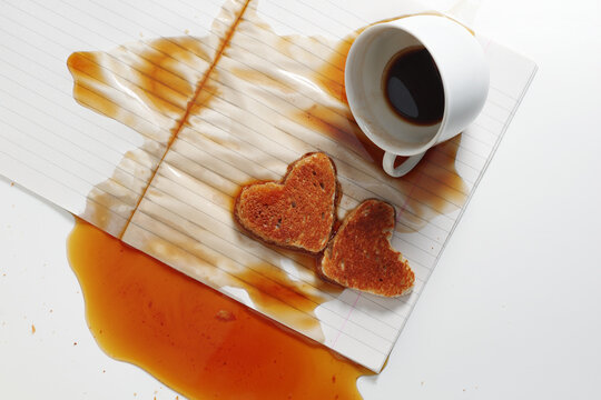 Spilled Coffee on Notebook Page