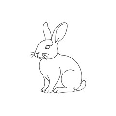 Fototapeta premium Continuous Line Art Sitting Rabbit Vector Illustration Isolated on White Background
