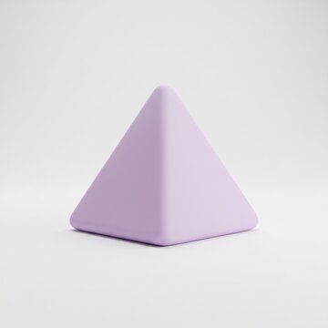 Soft Lilac Purple 3D Pyramid Geometric Shape Icon Isolated on White Background