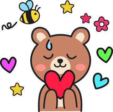 Cute Bear Character Emoticon Set for Compliments and Casual Expressions