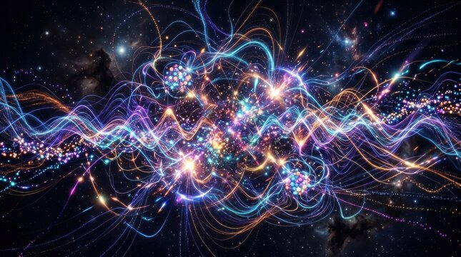 Dynamic Abstract Visualization of Light Waves and Energy Trails in Space