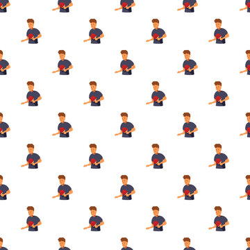 Male table tennis players forming a repetitive pattern, creating a background for sports and activity themes