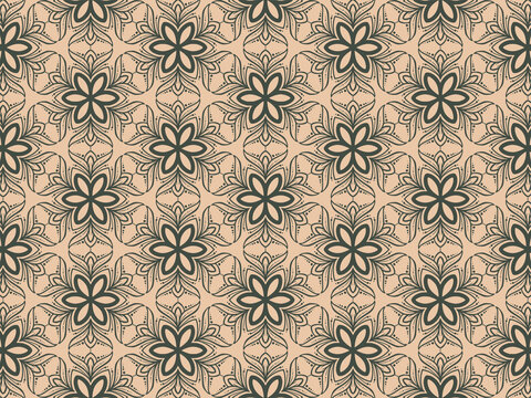 Seamless hand drawn mandala pattern vintage design