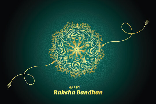 Beautiful golden rakhi for raksha bandhan celebration indian festival background