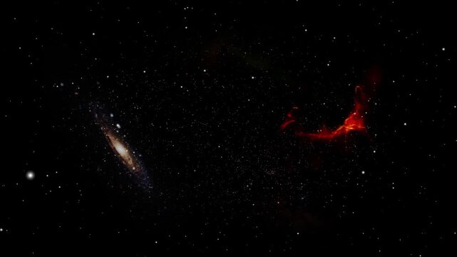 Spiral Galaxy in Deep Space with Stars and Cosmic Background