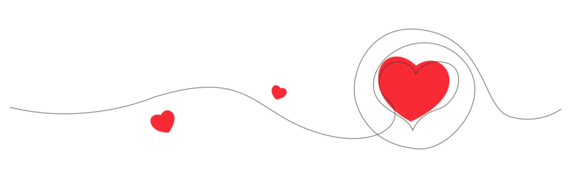 Continues line heart creates an elegant swirl design , love vector background