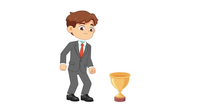 Man Kicking Trophy cartoon animation