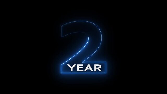 futuristic 2 year countdown timer with blue neon outline and glowing effects.