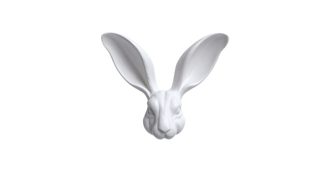 Rabbit head sculpture white detailed animal mask