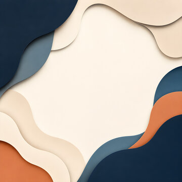 Layered papercut waves in shades of beige orange and navy create an abstract background pattern texture papercraft geometric modern design