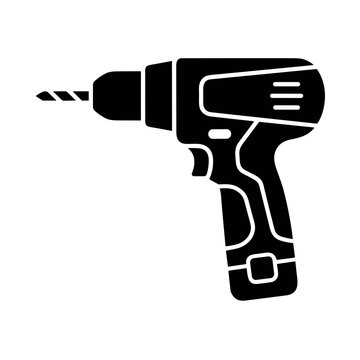 icon silhouette cordless power drill vector illustration