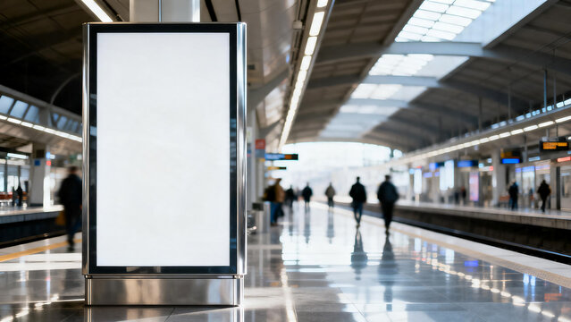 Blank Advertising Poster in Train Station