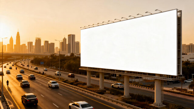 Blank Billboard Along Urban Highway