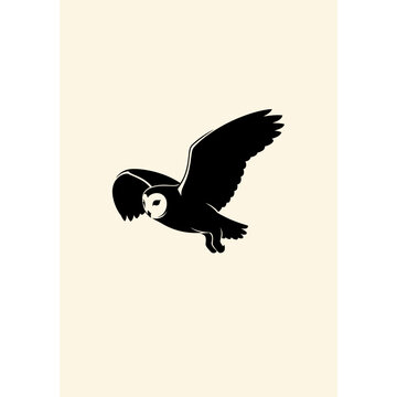 Ilustraci&oacute;n minimalista de un b&uacute;ho en vuelo sobre fondo claro.