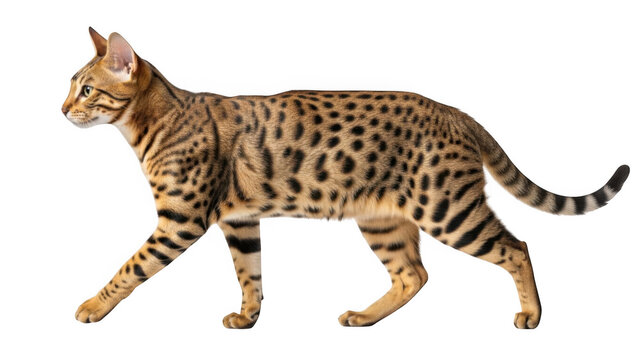 Brown tabby cat walking on grass