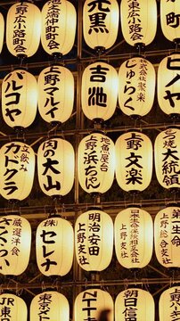 Glowing Chochin Paper Lanterns at Ueno Park Festival in Tokyo