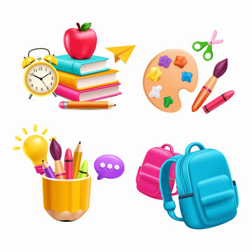 Colorful Creative Education and School Supplies Composition