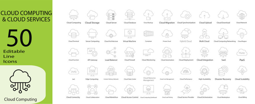 Cloud Computing & Cloud Service icon set.