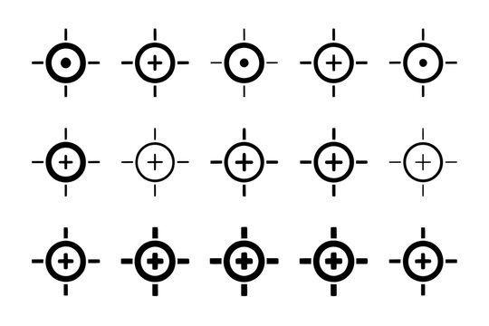 Collection of electronic circuit symbols with positive and negative nodes