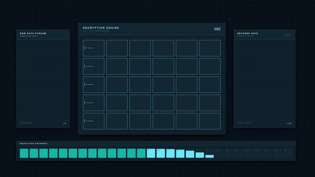 Futuristic Encryption Processing Matrix Dashboard