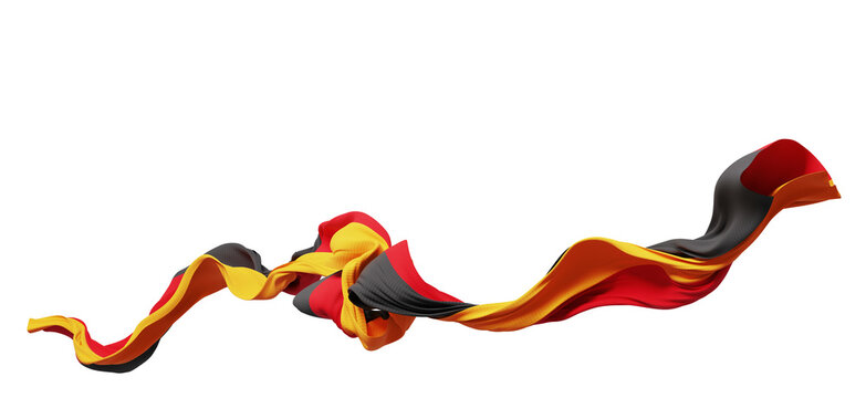 German flag ribbon flowing isolated on transparent background with copy space 3D render