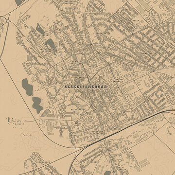 Vintage Map of Szekesfehervar Hungary &ndash; Royal City Heritage and Historic Landmarks