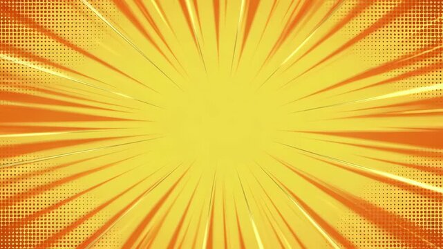 Abstract retro pattern yellow sunburst comic background bright radial line with halftone dot texture orange rays copy space and radiant sunray texture for energetic SEO design