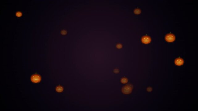 Spooky Halloween glowing pumpkin faces seamless loop background