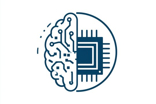 Brain merges with circuit board, symbolizing AI and human thought