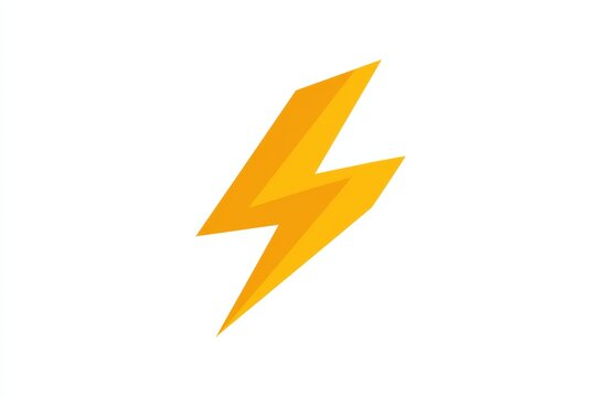 Bright yellow lightning bolt on clean white background