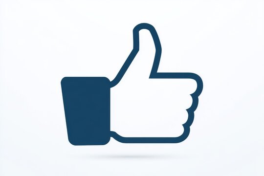 Simple thumb-up gesture in dark blue outline