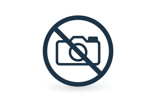 Camera icon crossed out in bold dark blue line