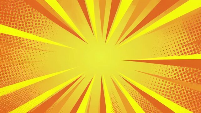 Abstract retro pattern yellow sunburst background with halftone dots, bright radial light, yellow orange comic style energy, bold halftone texture, and dynamic comic background for SEO search