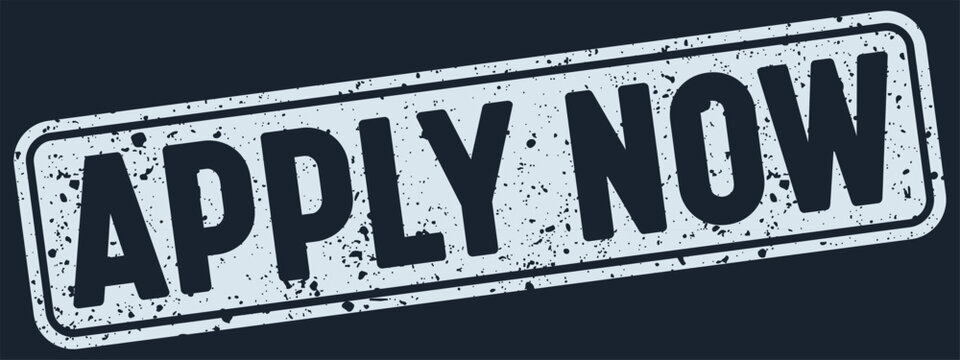 apply now stamp. apply now white rectangular grunge stamp on dark blue background